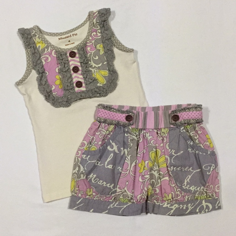 EUC Mustard Pie Sweet Pink Short Set Size 4T